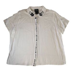 Hot Topic Harry Potter Embroidered Blouse Hogwarts Castle Wand Placket Large